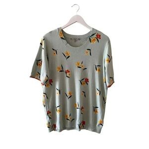 Anthropologie Danielrainn Knit Top Blouse Crewneck Multicolor Floral Sz L #2256